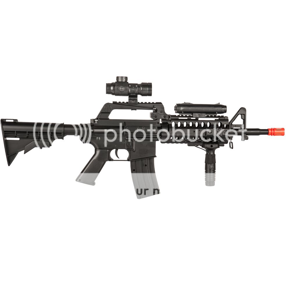 400 FPS WELL M4 SPRING AIRSOFT RIFLE GUN w/ SCOPE FLASHLIGHT LASER 6mm